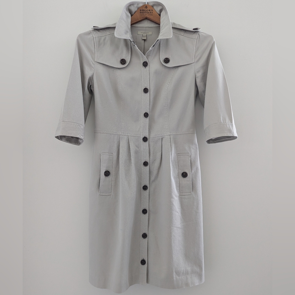 BURBERRY Vintage Women's Short Sleeve Trench Coat Dress Size 6 Classic Khaki